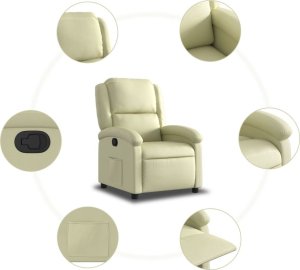 vidaXL Rozkładany fotel, kremowy 5