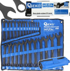 Geko Klucze płasko-oczkowe CRV-czarne 6-32mm 25el. (4) 2