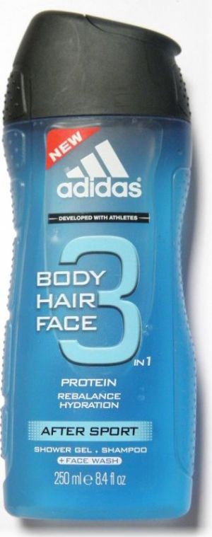 Adidas After Sport Żel pod prysznic, szampon do włosów i żel do twarzy 3w1 250ml 1