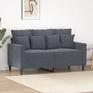 vidaXL vidaXL Sofa 2-osobowa, ciemnoszary, 120 cm, tapicerowana aksamitem 1