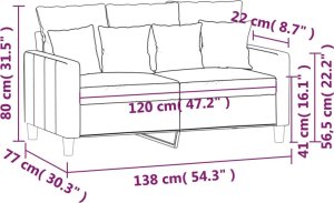 vidaXL vidaXL Sofa 2-osobowa, ciemnoszary, 120 cm, tapicerowana aksamitem 8