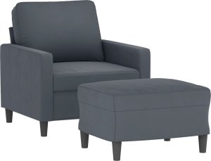 vidaXL Fotel z podnóżkiem, ciemnoszary, 60 cm, obity aksamit 3