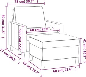 vidaXL Fotel z podnóżkiem, ciemnoszary, 60 cm, obity aksamit 7