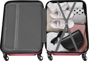 Tectake Zestaw walizek Cleo 4-częściowy z wagą bagażową - bordowy 4