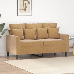 vidaXL Sofa 2-osobowa, brązowy, 120 cm, tapicerowana aksamitem 1