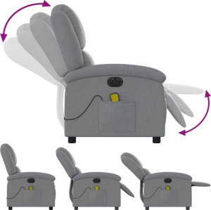 Triton Rozkładany fotel masujący, elektryczny, jasnoszary, tkanina 7