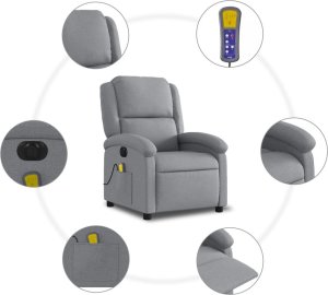 Triton Rozkładany fotel masujący, elektryczny, jasnoszary, tkanina 8
