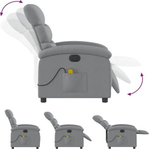 Triton Rozkładany fotel masujący, elektryczny, jasnoszary, tkanina 7