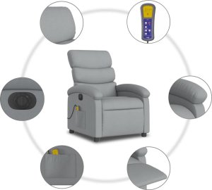 Triton Rozkładany fotel masujący, elektryczny, jasnoszary, tkanina 8