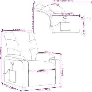 vidaXL Rozkładany fotel masujący, jasnoszary, obity tkaniną 12