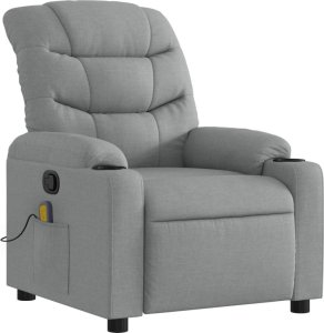 vidaXL Rozkładany fotel masujący, jasnoszary, obity tkaniną 3