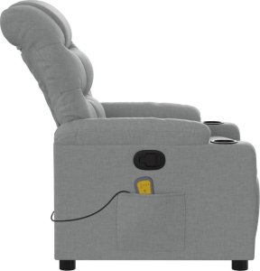 vidaXL Rozkładany fotel masujący, jasnoszary, obity tkaniną 8
