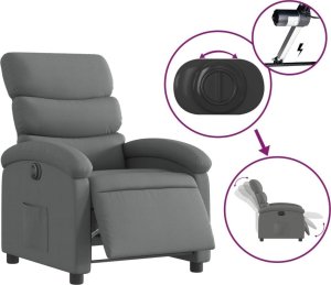 vidaXL Elektryczny fotel rozkładany, ciemnoszary, obity tkaniną 5