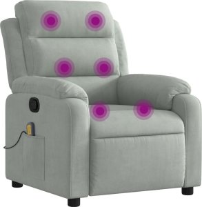 vidaXL vidaXL Rozkładany fotel masujący, jasnoszary, obity aksamitem 2