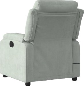 vidaXL vidaXL Rozkładany fotel masujący, jasnoszary, obity aksamitem 4