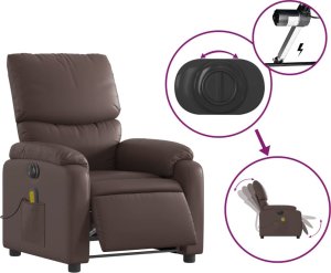 vidaXL vidaXL Rozkładany fotel masujący, elektryczny, brązowy, sztuczna skóra 5
