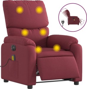 vidaXL vidaXL Rozkładany fotel masujący, elektryczny, winna czerwień, tkanina 2