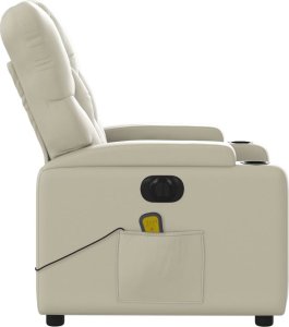 vidaXL Rozkładany fotel masujący, elektryczny, kremowy, sztuczna skóra 10