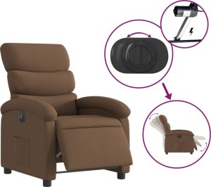 vidaXL vidaXL Elektryczny fotel rozkładany, brązowy, obity tkaniną 6