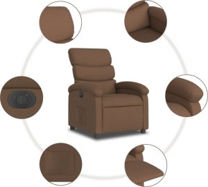 vidaXL vidaXL Elektryczny fotel rozkładany, brązowy, obity tkaniną 8