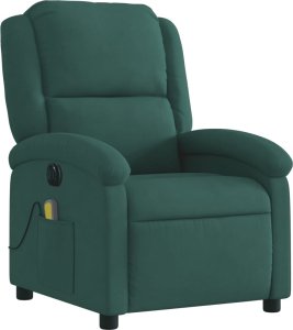 vidaXL vidaXL Rozkładany fotel masujący, elektryczny, ciemnozielony, aksamit 4