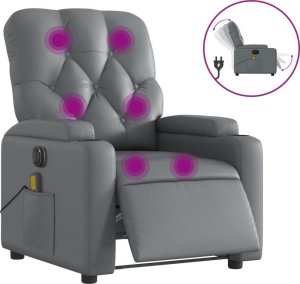 vidaXL Rozkładany fotel masujący, elektryczny, szary, sztuczna skóra 2