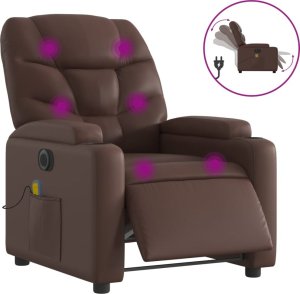vidaXL Rozkładany fotel masujący, elektryczny, brązowy, sztuczna skóra 2