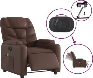 vidaXL Rozkładany fotel masujący, elektryczny, brązowy, sztuczna skóra 5