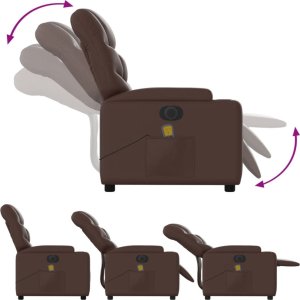 vidaXL Rozkładany fotel masujący, elektryczny, brązowy, sztuczna skóra 6