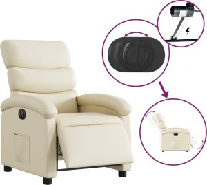 vidaXL vidaXL Elektryczny fotel rozkładany, kremowy, obity sztuczną skórą 6