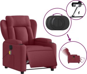 vidaXL vidaXL Rozkładany fotel masujący, elektryczny, winna czerwień, tkanina 5