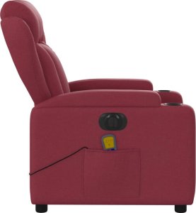 vidaXL vidaXL Rozkładany fotel masujący, elektryczny, winna czerwień, tkanina 9