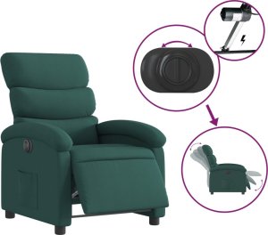 vidaXL vidaXL Elektryczny fotel rozkładany, ciemnozielony, obity tkaniną 6