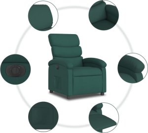 vidaXL vidaXL Elektryczny fotel rozkładany, ciemnozielony, obity tkaniną 8