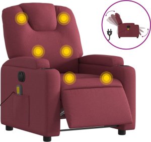 vidaXL vidaXL Rozkładany fotel masujący, elektryczny, winna czerwień, tkanina 2