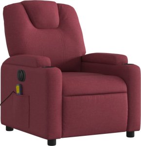 vidaXL vidaXL Rozkładany fotel masujący, elektryczny, winna czerwień, tkanina 4