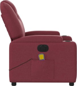 vidaXL vidaXL Rozkładany fotel masujący, elektryczny, winna czerwień, tkanina 10