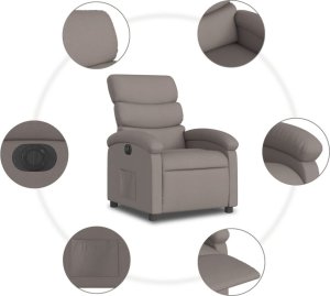 vidaXL vidaXL Elektryczny fotel rozkładany, kolor taupe, obity tkaniną 8