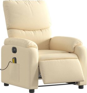 vidaXL vidaXL Rozkładany fotel masujący, elektryczny, kremowy, tkanina 3