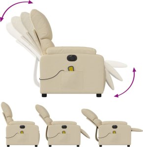 vidaXL vidaXL Rozkładany fotel masujący, elektryczny, kremowy, tkanina 7