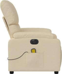 vidaXL vidaXL Rozkładany fotel masujący, elektryczny, kremowy, tkanina 10
