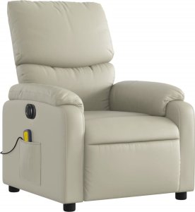 vidaXL vidaXL Rozkładany fotel masujący, elektryczny, kremowy, sztuczna skóra 4