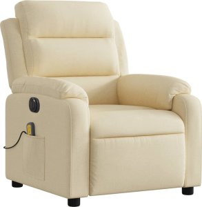 vidaXL vidaXL Rozkładany fotel masujący, elektryczny, kremowy, tkanina 4