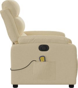 vidaXL vidaXL Rozkładany fotel masujący, elektryczny, kremowy, tkanina 10