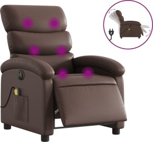 vidaXL Rozkładany fotel masujący, elektryczny, brązowy, sztuczna skóra 2