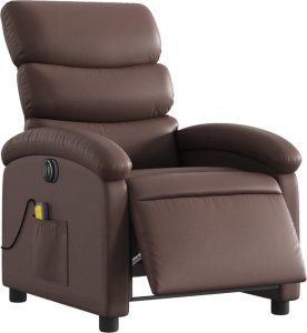 vidaXL Rozkładany fotel masujący, elektryczny, brązowy, sztuczna skóra 3