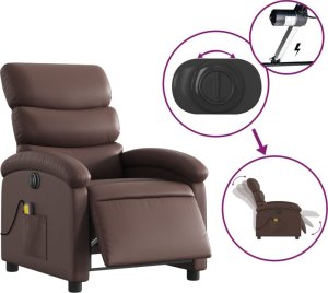 vidaXL Rozkładany fotel masujący, elektryczny, brązowy, sztuczna skóra 6