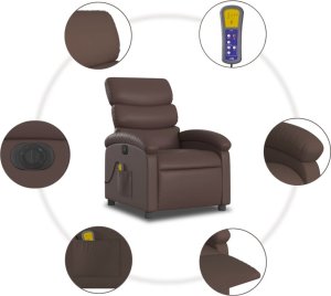 vidaXL Rozkładany fotel masujący, elektryczny, brązowy, sztuczna skóra 8