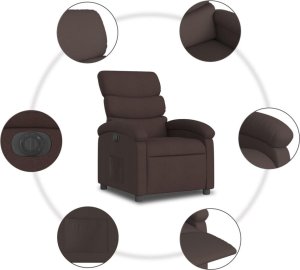vidaXL vidaXL Elektryczny fotel rozkładany, ciemnobrązowy, obity tkaniną 8