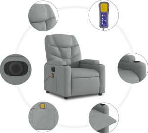 Triton Rozkładany fotel masujący, elektryczny, jasnoszary, tkanina 7